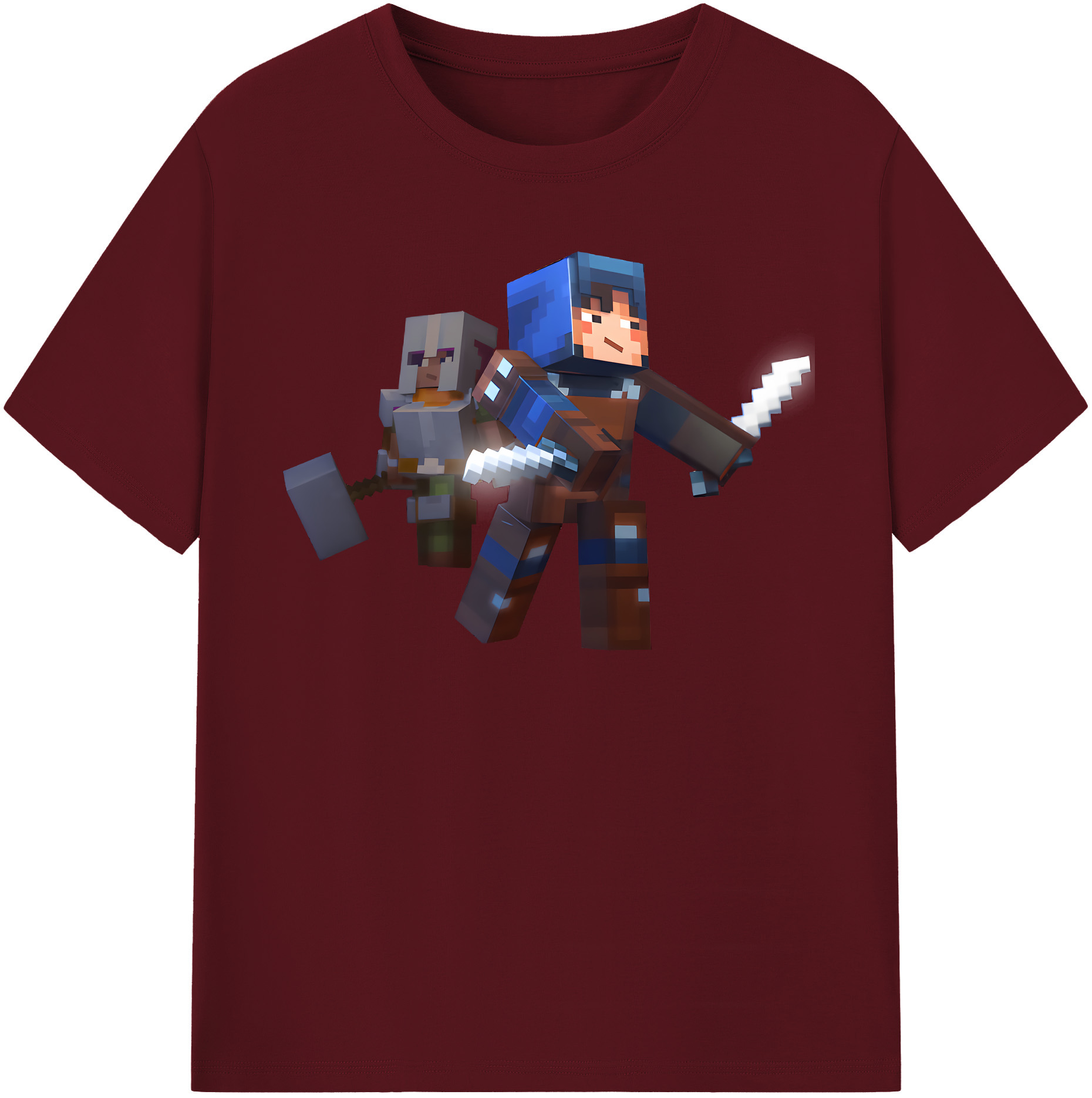 （画像用） マインクラフト ブロックの世界 Minecraft MC Block world 綿100％半袖Tシャツ（フロントプリント）